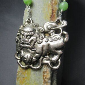Guardian Lion Necklace Silver Copper Imperial Fu Dog